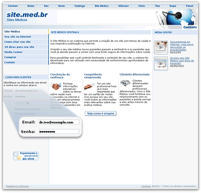 Login no Site Médico