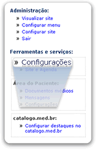 Acesso ao menu "Configurações"